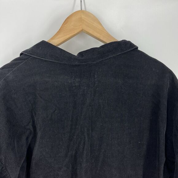 Flax Jeanne Engelhart Top Size Small Womens Black Corduroy Oversized Boxy Shirt - Picture 7 of 7
